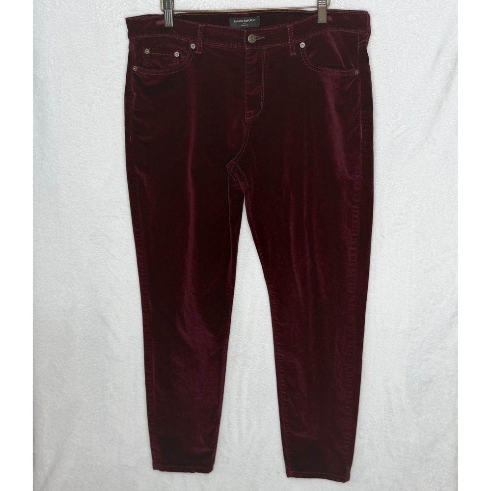 Banana Republic Womens 31/12R Burgundy Velvet Skinny Fit Pants Stretch Holiday